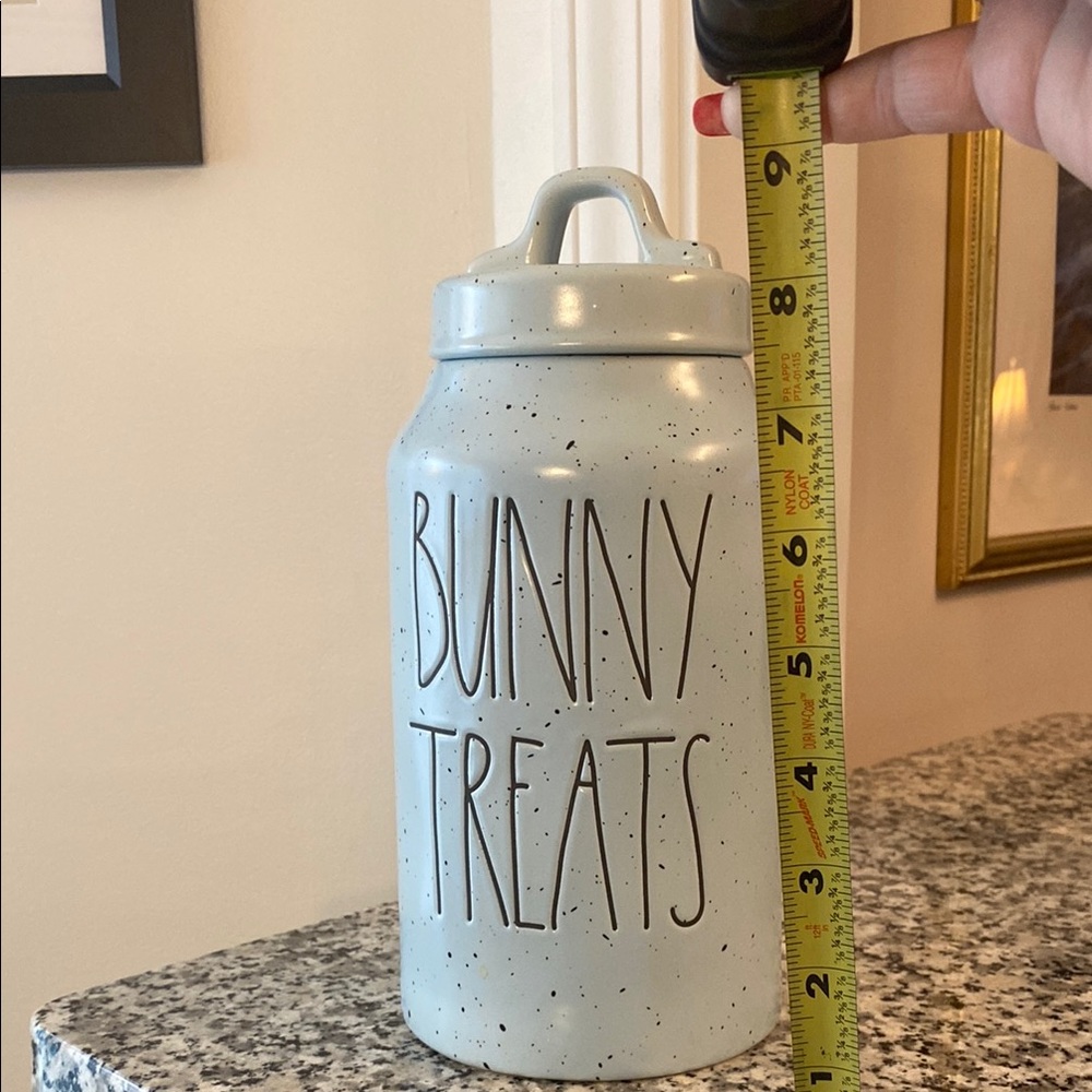 Rae Dunn Bunny Treats Jar - Speckled Light Blue